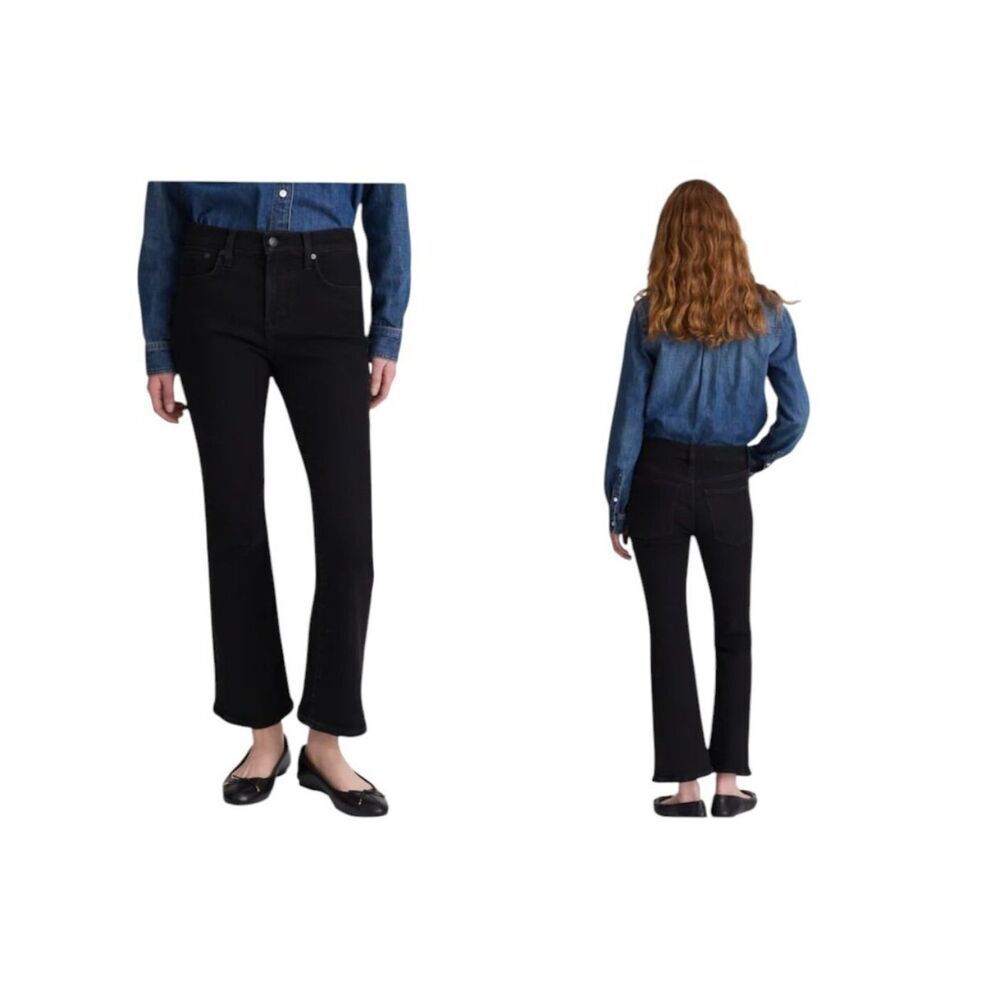 NWT Madewell The Stretch Flare Crop Jean Black Frost Size 23S